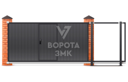Откатные ворота 2500×3500 из сэндвич панелей ЗМК-7808