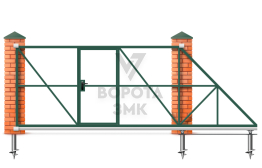 Откатные ворота 9 метров 9000×2300 с калиткой ЗМК-8145