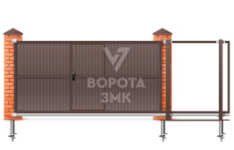 Ворота откатные с калиткой 6 метров 6000×2300 ЗМК-8019