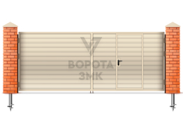 Распашные металлические ворота с калиткой 2750×2500 ЗМК-4807